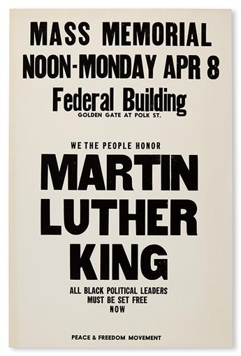 (CIVIL RIGHTS.) KING, MARTIN LUTHER JR. Mass Memorial. Noon-Monday Apr. 8. We The People Honor Martin Luther King.